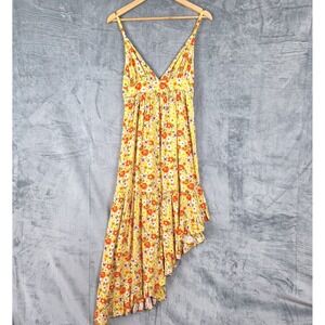 Womens Dress Large Babydoll Y2K Romantic Floral Asymmetrical Maxi Ruffle Boho